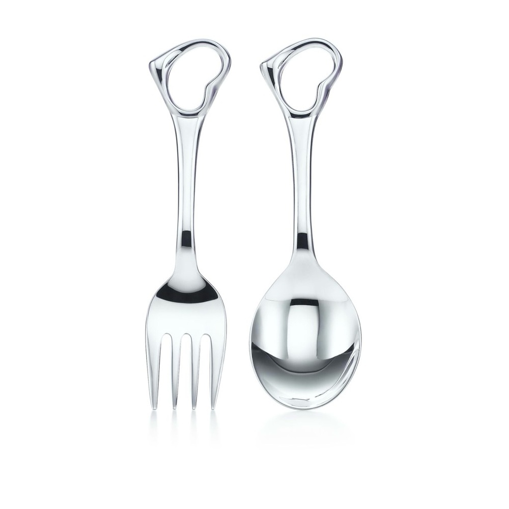 Tiffany & Co Open Heart Fork and Spoon Baby Set